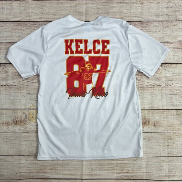 Travis Kelce Kansas City Chiefs #87 Taylor's Boyfriend T-Shirt White Size M - Picture 2 of 6